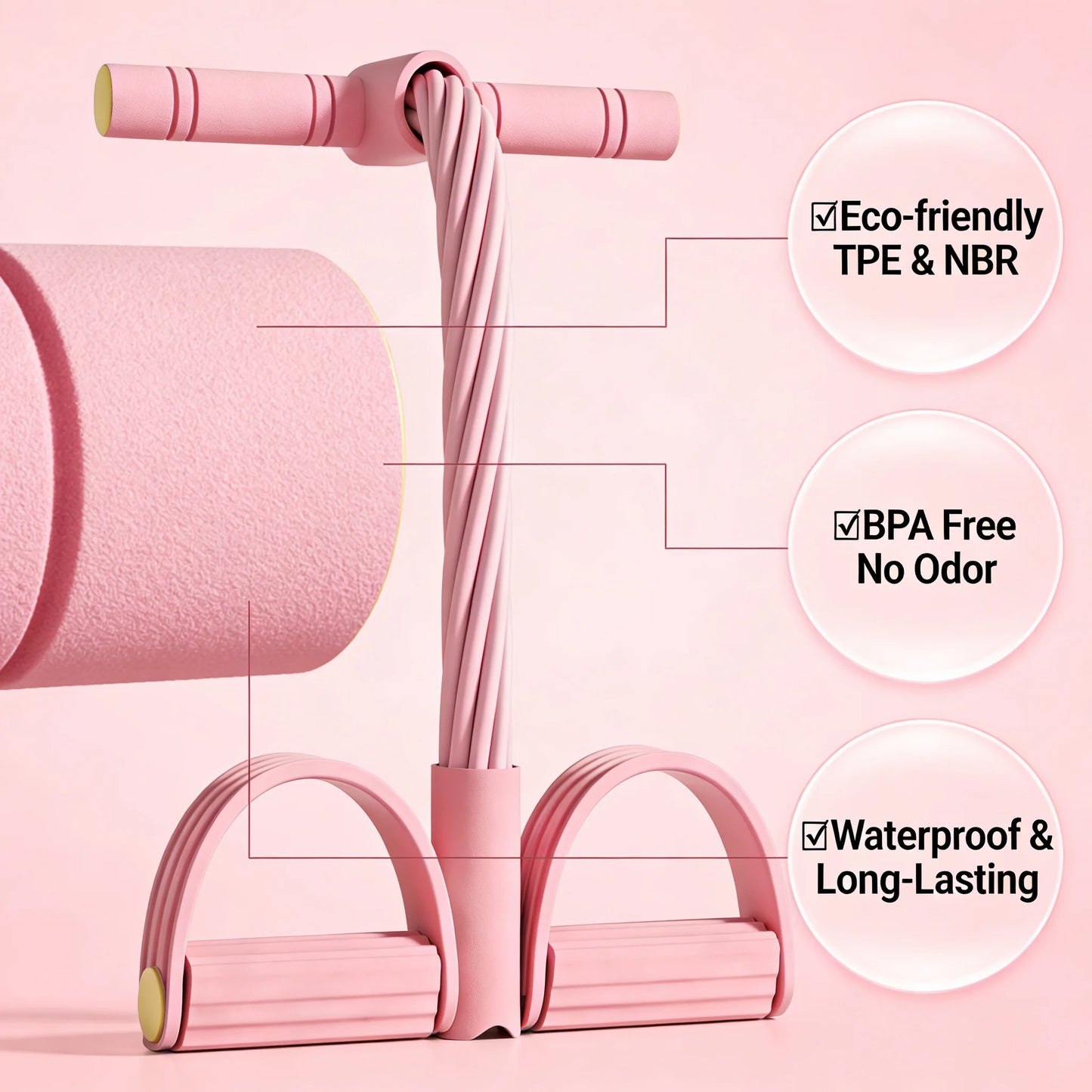 Multifunctional Fitness Pull Rope Foot Pedal Resistance Band Full Body Workout Home Gym Exercise Equipment for Abdomen Leg Arm
